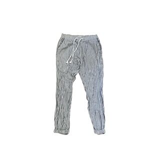 GAP Womens Lounge Pants Size S Grey Blue Striped Drawstring Casual Cozy